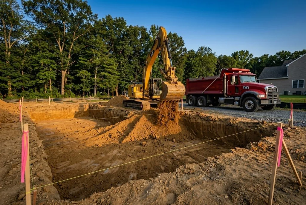 Foundation excavation at NJ residential build