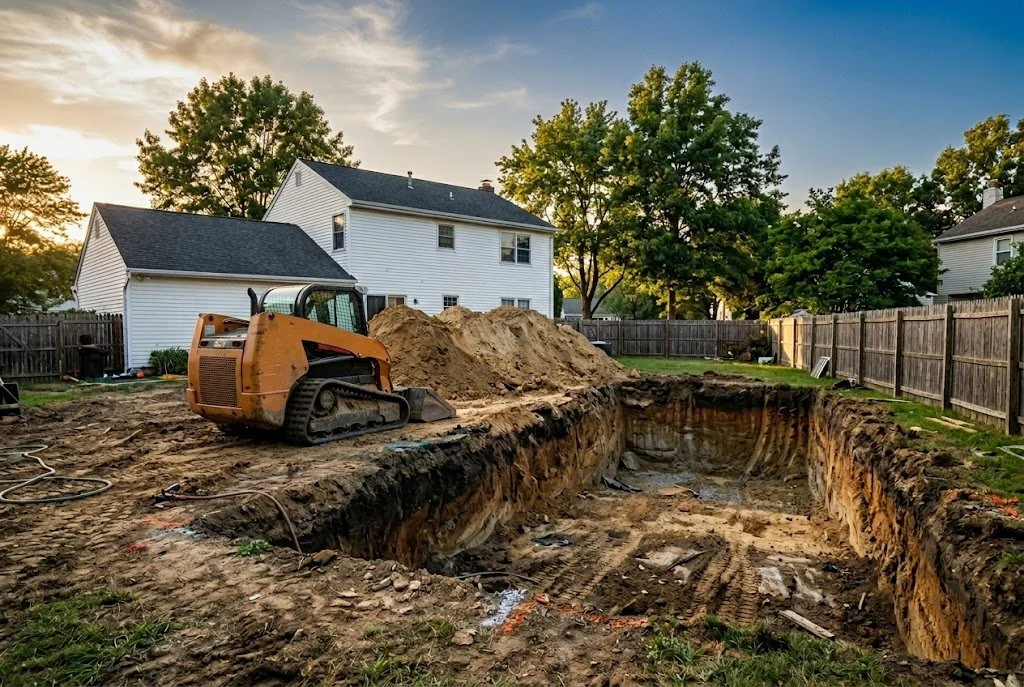 Site preparation for residential pool installation