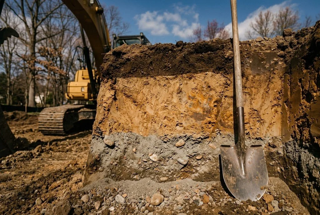 Excavated soil profile showing NJ soil layers